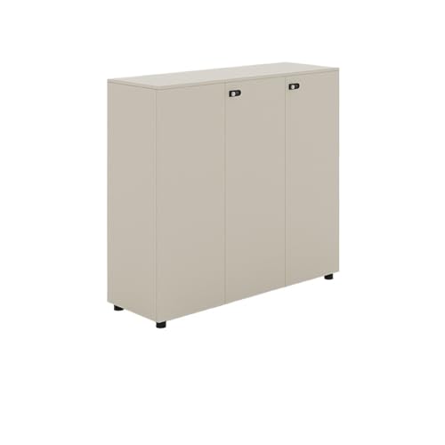 YQINQIN83B Cajonera Oficina Armario bajo Blanco de Tres Puertas for Sala de conferencias, despensa, Oficina, archivador, Mueble Divisor con Cerradura Mueble Impresora