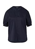 aus Popeline s.Oliver BLACK LABEL Popeline-Bluse mit überschnittener Schulter und Tunika-Ausschnitt Navy 44