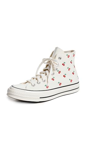Converse Women's Chuck 70 Cherries Sneakers, Egret/Black/Red, 10.5 Medium US