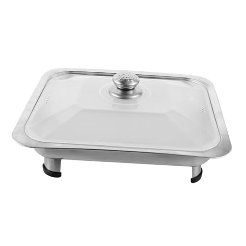 MUCKLILY Stainless Steel Dinner Plate Food Tray Grill Pan Baking Dish with Lid Baking Tray Buffet Dish Buffet Party Metal Tray Fish Tray Canteen Tray Buffet Pans Buffet Server Dish Plastic