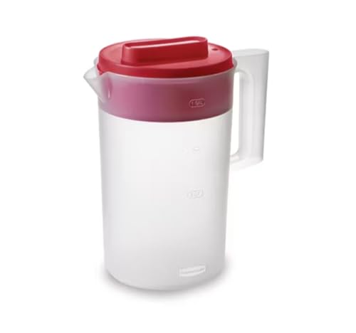 Rubbermaid Pitcher Classic 1 Gallon Clear Base, Red Lid - image 1