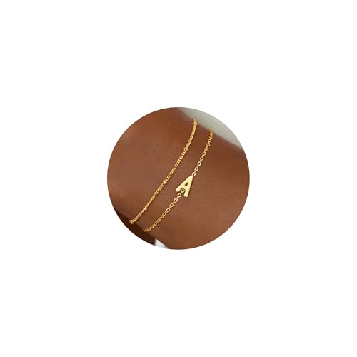 Gold Initial Bracelets for Woemn Girls - 18K Gold Plated Layered Initial Letter Bracelets Teen Girls Gifts for 5 6 7 8 9 10 Year Old Girl Birthday Gifts Gold Bracelet for Women