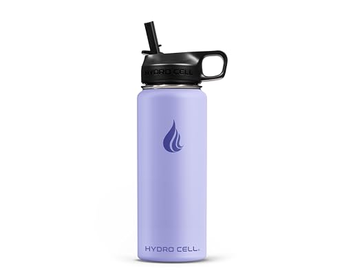 Image of HYDRO CELL Stainless Steel Insulated Water Bottle with Straw - For Cold & Hot Drinks - Metal Vacuum Flask with Screw Cap and Modern Leakproof Sport Thermos for Adults (Lilac 18oz)