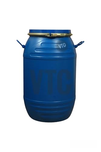 VTC CB Blue Plastic Water Storage Container Drum with Lockring: Unbreakable Jumbo Plus Drum, Multipurpose Barrel (50 Liters, Blue, HDPE)