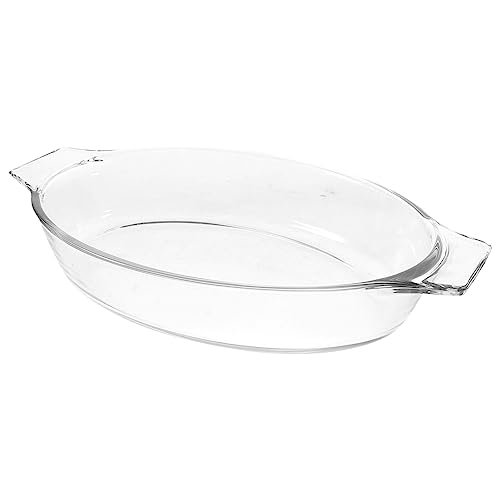 Kichvoe Clear Glass Baking Dish with Double Handles Shape Roasting Pan for Pies Vegetables and Fruits High Borosilicate Bakeware