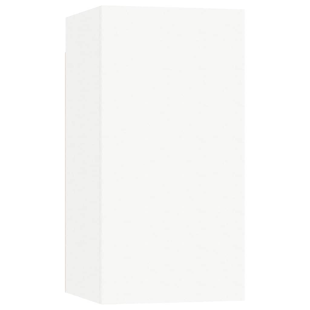 7-TLG. TV-Schrank-Set, Weiß Holzwerkstoff, Wandmontage, Modernes Media-Center für Wohnzimmer und Schlafzimmer, Viel Stauraum für DVDs und Bücher
