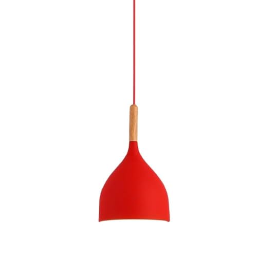 Lámpara colgante de metal roja estilo vintage para isla de cocina y comedor retro