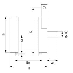 Technical diagram of ELETTROMECANICA H40-423 motor dimensions