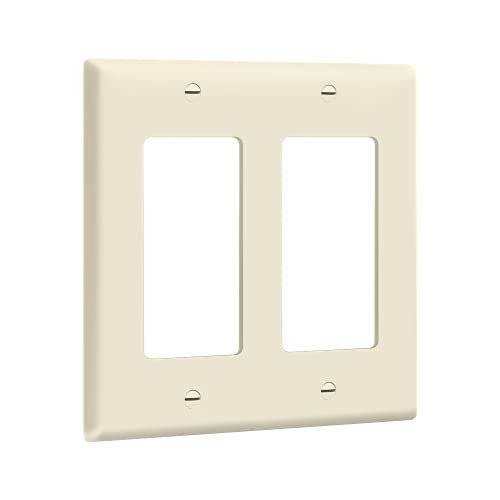 Image of ENERLITES 2-Gang Decorator Light Switch Outlet Wall Plate Cover, 1 Pack | Light Almond, Size 4.50 inch x 4.57 inch, Fits light switch /outlet /receptacle, Gloss Finish, Unbreakable Polycarbonate, UL Listed