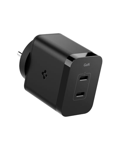 Image of Spigen Fast Charging Adapter, GaN Charger, Total 45w, PD /PPS Support, BIS Certified for iPhone 17 /16 /15(Pro,Pro Max,Plus), Galaxy S26 /S25 /S24, iPad, MacBook Air and More (PE2211IN) - Black