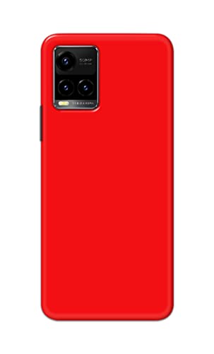 Image of PRINTFIDAA Printed Hard Back Cover Case for Vivo Y33S | Vivo Y33T | Vivo Y32 Back Cover (Plain Red) -1803