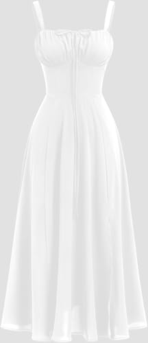 Image of Women's Spaghetti Strap Dress Floral Corset Gown Inspired Dresses Midi Evening Cocktail Party and Holidays Casual Sundress