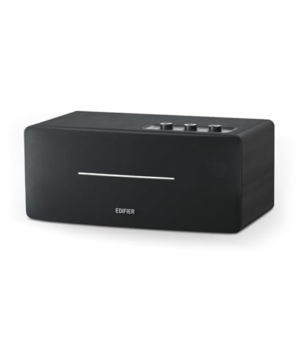 EDIFIER D12 kompakt stereohögtalarsystem (70 W) med Bluetooth 5.0 och infraröd fjärrkontroll – perfekt för matsal, kök, arbetsplats, svart