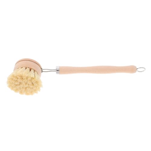 Ciieeo Natural Sisal Bristle Dish Brush Long Wooden Handle Multi-Purpose Cleaning Brush for Kitchen