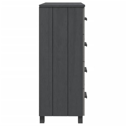 Aparador Hamar gris oscuro de madera maciza con 4 cajones para salón 6