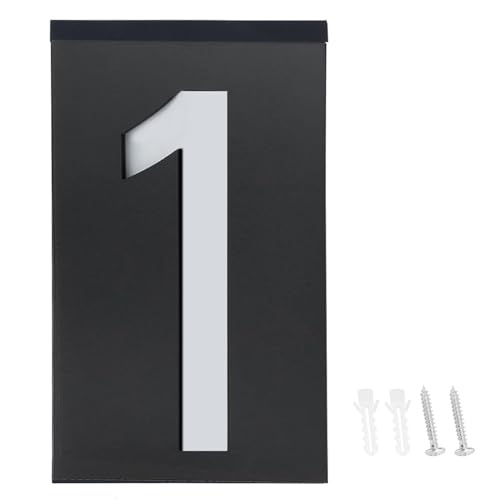 Sunicon Luz de señal de número LED de energía solar para exteriores, placa de luces de dirección de puerta de tienda de hotel de casa (Number 1)