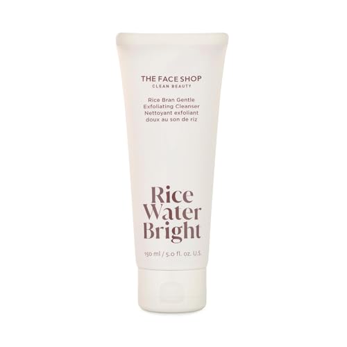 The Face Shop Rice Water Bright Rice Bran Gentle Exfoliating Cleanser – Hydrating, Moisturizing & Brightening Face Cleanser – Vegan Exfoliating Face Wash Face Scrub – Korean Skin Care Face Exfoliator