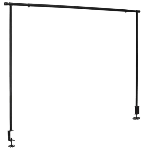 Acomoda Textil – Barra de Metal Decorativa Extensible para Mesa. Barra Ajustable con Abrazadera para Interior y Exterior Moderna y Resistente Fácil Instalación. (Negro, 116/216x110 cm)