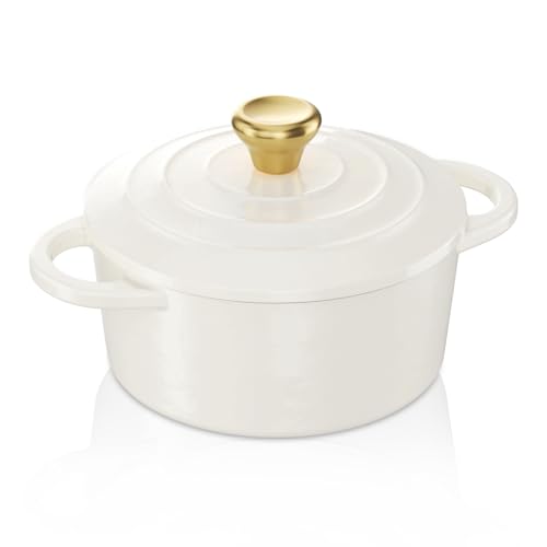 YUTANN Mini Dutch Oven, Small Dutch Oven, Small Round Iron Cocotte with Lid, Mini Cocotte for...