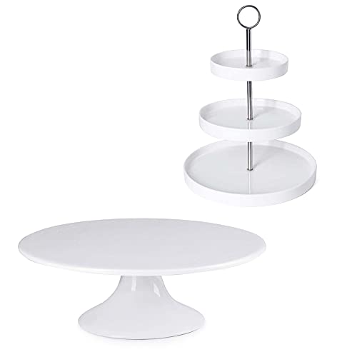 Sweese 708.101 10-Inch Porcelain Cake Stand, Round Dessert Stand, Cupcake Stand For Birthday Parties, Weddings, Baby Shower And Other Events, White #TOP5