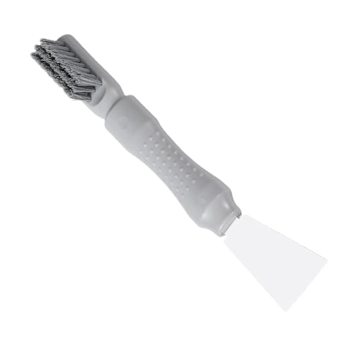 Rascador de limpieza de acero inoxidable, herramienta de rascador de cocina, 2 en 1, rasqueta de doble cabeza con cepillo, cepillo de limpieza de masilla con mango antideslizante para mesas, lavabos,
