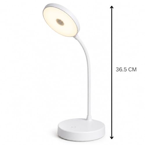 Image of NOX One Rechargeable LED Table Lamp for Study & Work | 3 Color Modes | Touch Control, Flexible Neck, USB-C | Portable Cordless Desk Lamp for Bedside Reading (White)