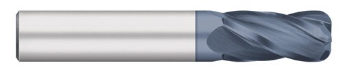 Titan TC74186 Solid Carbide End Mill, Regular Length, 4 Flute, Corner Radius, 30 degree Helix, AlTiN Coated, 0.015" Corner Radius, 1" Cutting Diameter, 4" Overall Length, 1-1/2" Cutting Length