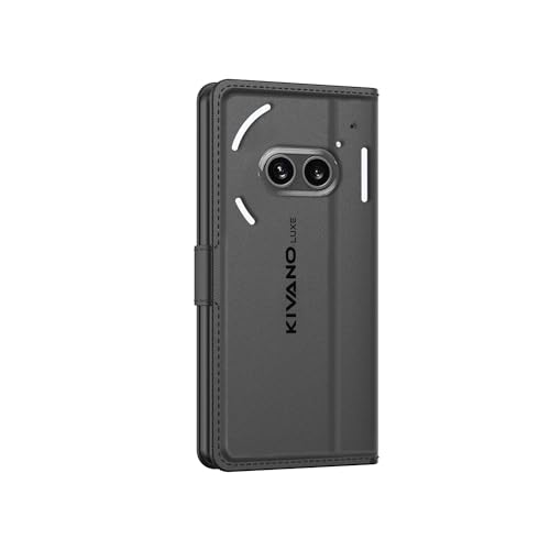 Image of KIVANO LUXE Compatible for Nothing Phone (2a) 5G / Nothing Phone (2a) Plus Luxury Handmade Leather Magnetic Flip Folio Case | Card Holder & Kickstand | Slim Protective Cover | Unisex - Black