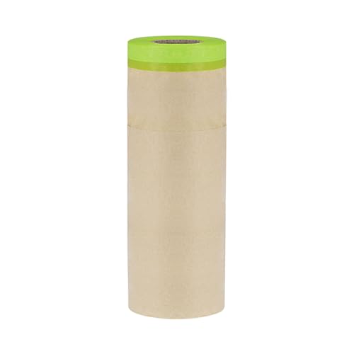 Image of uxcell Pre-Taped Masking Paper 12 Inch x 49 Feet Brown Paper High-Tack Tape Painters Masking Film for Painting Automotive Floor Protection and Covering, Green