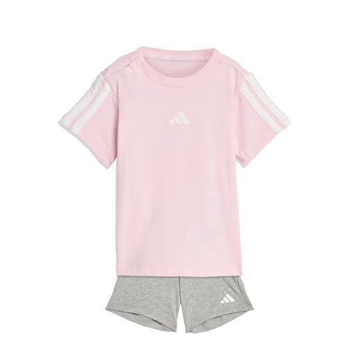 adidas Unisex - Bimbi 0-24 ESSENTIALS T-SHIRT SET, clear pink/white/white, 9-12 Months