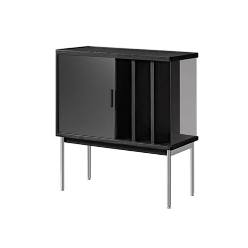 WQQYU6HKF Estuche para CD Estante minimalista de madera for guardar discos vinilo con patas acero inoxidable, mueble auxiliar for sofá Soporte para discos