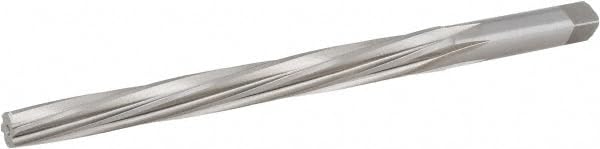 Hertel Taper Pin Reamer, Right Hand Cut, #9 Pin, 0.4805" Small End, 0.6066" Large End, High Speed Steel, 9/16" Shank Diameter, 6-1/16" Flute Length, 8-5/16" OAL, 8 Flutes