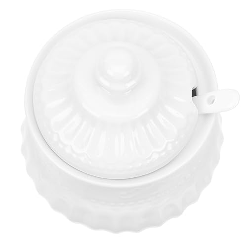 Unomor Sugar Pot Tea Coffee Jar Candy Canister Porcelain Jar Candies Baroque Jar Sugar Storage Kitchen Canister Sugar Bowl with Lid Food Storage Container Sugar Can White Ceramics