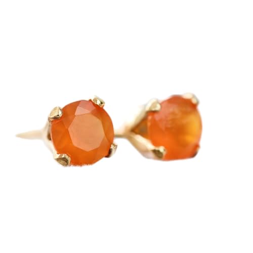 Puces d'oreilles en cornaline naturelle et argent 925 plaqué or