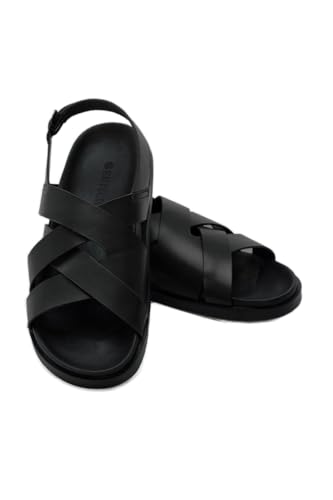 Image of SNITCH Men's Sandals | Minimalist Solid Pattern Design | PU Synthetic Upper & PU Insole, TPR Outsole | Adjustable Strap Casual Footwear
