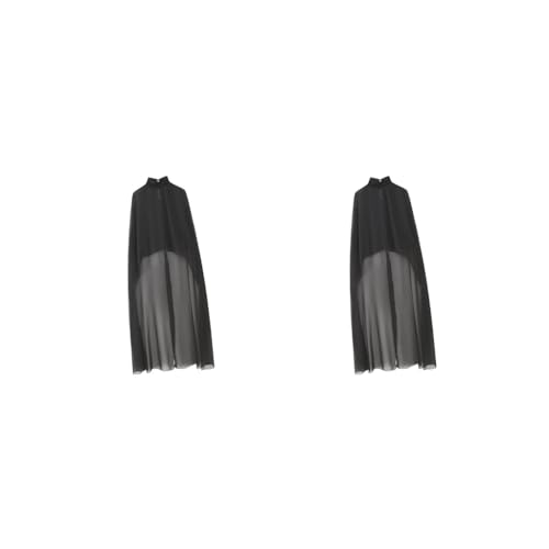 Cape femme en gaze noir outerwear chic vêtement mode ouvert devant
