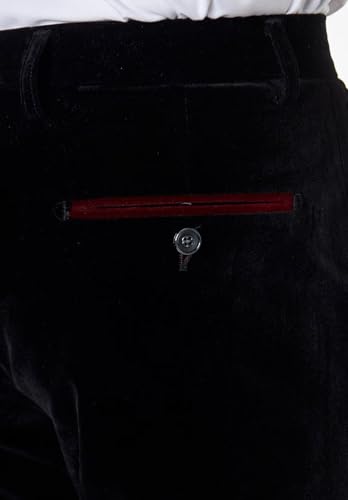 Men's Straight-Fit Velvet Pant Flat Front Soild Dress Pants3