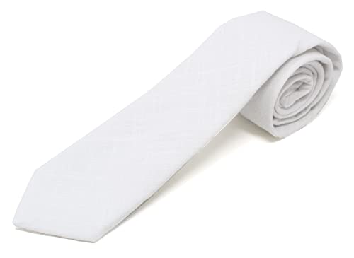 Image of Men's Chambray Cotton Skinny Necktie Tie Textured Distressed Style - 2.5 inch Width