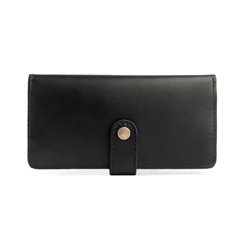 Image of Portland Leather Goods Women's Bifold Wallet - Slim Design with Secure Snap, 8 Card Slots & Interior Zipper Pocket - Black