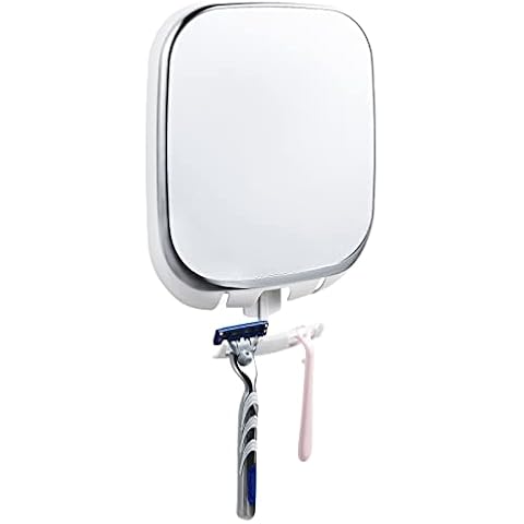 TAILI Fogless Shower Mirror, Shaving Mirror Suction cup NO-Drilling & Removable Anti-Fog Mirror with Razor Holder Wall Mounted Shatterproof, Travel Mirror for Bathroom, Bedroom, Vanity Countertop Cover