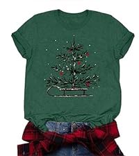 Christmas Shirts for Women: Oversized Christmas Season Tshirt Xmas Vibe Short Sleeve Tee Top Green