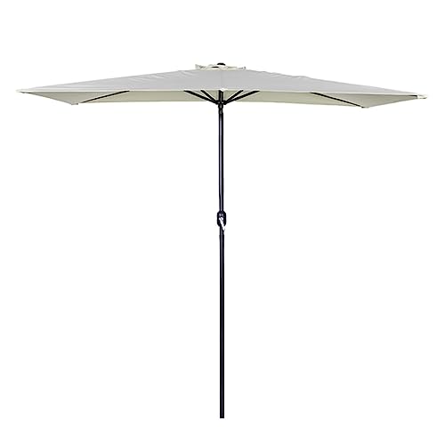 Sombrilla de exterior de 2,5 m para terrazas pequeñas, toldo de balcón montado en la pared, con manivela, protección UV, elegante parasol para patio y jardín, color blanco