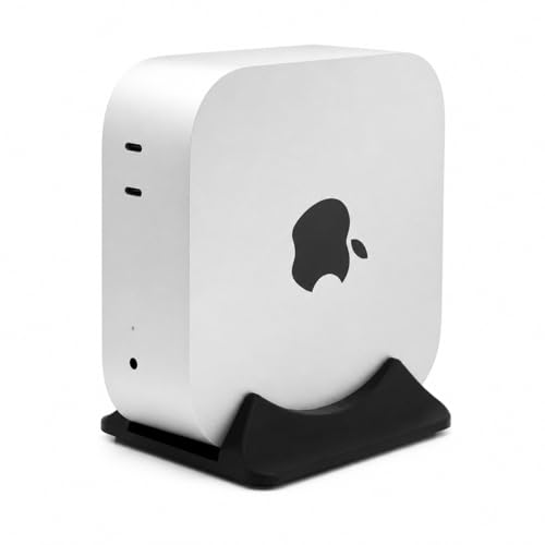 Image of Azoth Vertical Stand for Mac mini M4 / M4 Pro - Compact Space-Saving Holder with Full Rear Port and Easy Access to Power Button | Fits All Mac mini M4 Variants | Black