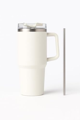 Image of Generic 1200ML Insulated Travel Mug Tumbler with Handle & Straw | Stainless Steel Vacuum Flask | Keeps Drinks Hot for 24Hrs & Cold for 12Hrs | BPA-Free, Leak Resistant, Dishwasher Safe | Multi Color