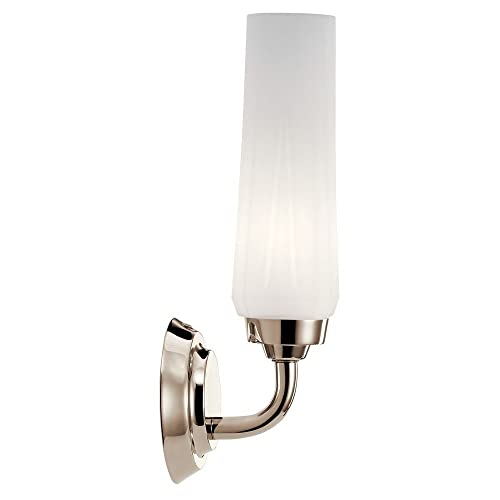 Image of Kichler Truby 11.5 Inch 1 Light Wall Sconce with Satin Etched Cased Opal Glass in Polished Nickel