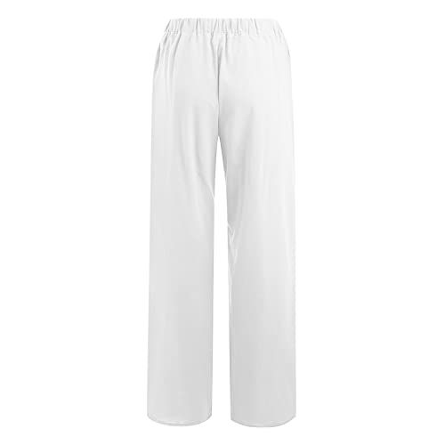 Linen Pants Women Summer 2024 Wide Leg Casual Loose Pant Drawstring High Waist Palazzo Pants Trousers with Pockets4