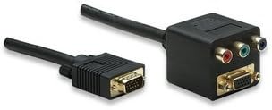 Manhattan, S-VGA (15-pin) Male to S-VGA (15-Pin) Female and Component (3-RCA) Female Video Splitter