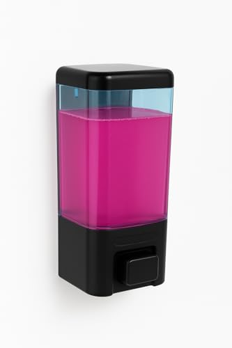 Image of BATH GURU ABS Plastic Wall Mounted Liquid Soap Dispenser for Wash Basin, for Bathroom Kitchen 460ml, Black and Clear Blue