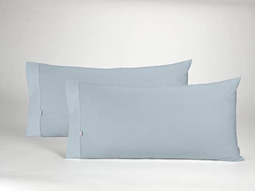 Pack de dos fundas de almohada de algodón, color plata. 45x90 cm