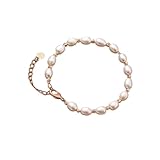 Pulsera de San Valentín apilable joyería freshwater cultivada perla Strand pulsera para mujeres adolescentes, 1 amarillo oro chapado pequeño de 6,58 pulgadas 2 para perlas pulsera abalorios pulsera